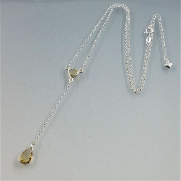Citrine Duo Sterling Silver Lariat Necklace UK